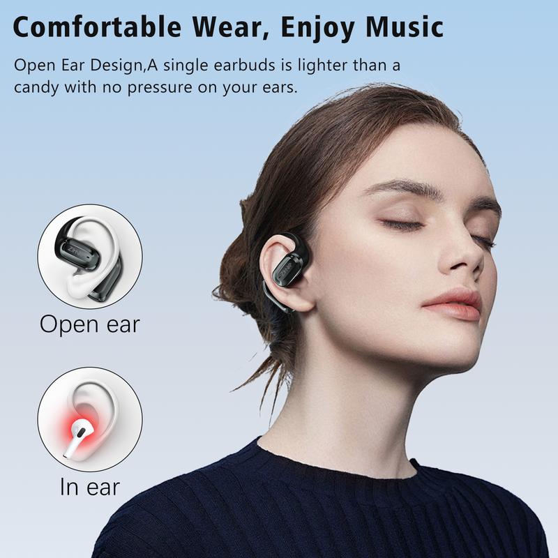 ZIHNIC S18 Earbuds with Smart Touch Screen Case, DIY Wallpaper, LED Display, IPX5 Waterproof, Noise Reduction Wireless Headphones, Bluetooth 5.4 Earphones, 25H Playtime, Adjustable Ear Hooks