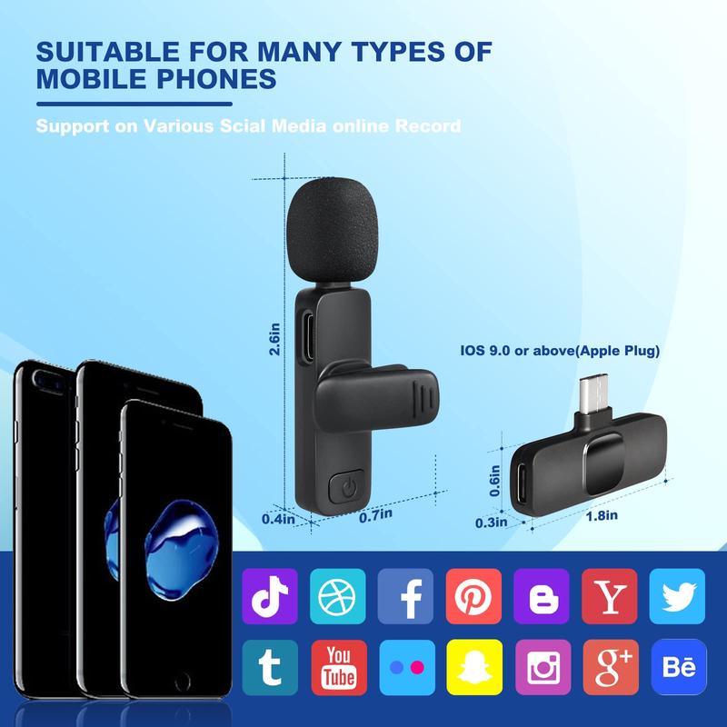 Wireless Collar Microphone, Portable Audio Noise Reduction Mic for iPhone, Tablet, Collar Mini Microphones, Wireless Microphones for Video Recording, Teaching Speech Mic, Streaming Equipment, christmas gift ideas Black Friday Deals tiktok shop store
