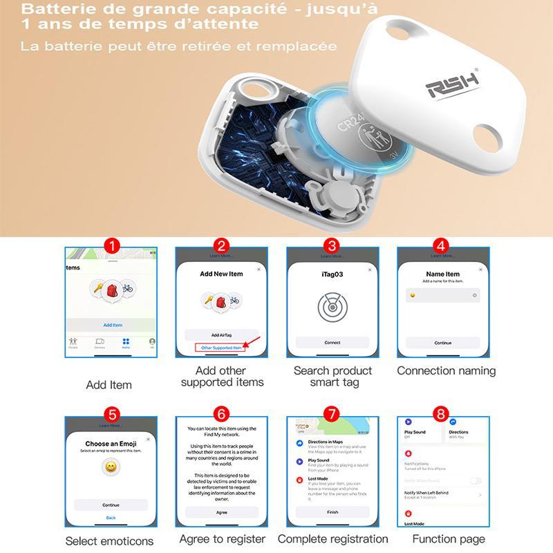 Smart GPS Tracker, Anti-lost Alarm Binding Pack, Wireless Positioning Tracker for Key, Luggage, Car, Wallet, Compatible with Find M Airtag