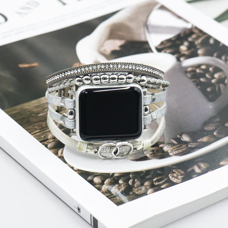 Fashionable Beaded Boho Bracelet Watch Band, Handmade Multilayer Wrap Watch Band for iWatch Bands Replacement, Smart Watch Accessories for Apple Watch 10 9 8 7 SE