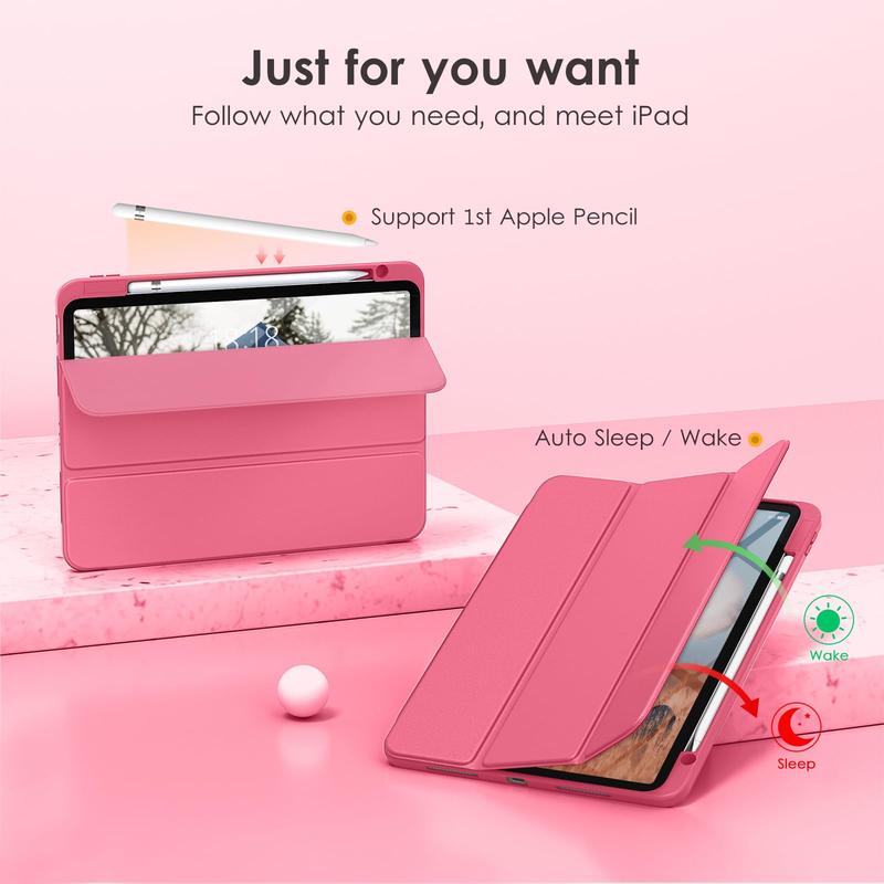 DTTOCASE for iPad 10th Generation Case 2022, 10.9 Inch Case with Clear Transparent Back and TPU Shockproof Frame Cover [Built-in Pencil Holder, Support Auto Sleep Wake] -Watermelon