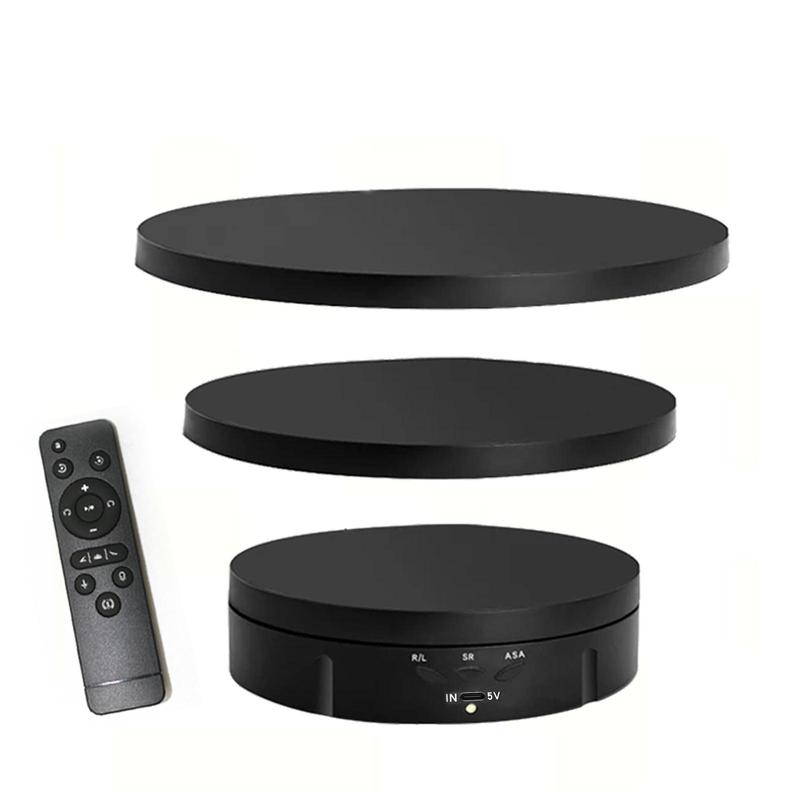 Electric Turntable, 360-Degree Shooting Turntable with 3 Display Plates, Rotation Speed and Angle Adjustable Display Turntable for Photography, Video, Live Product Display