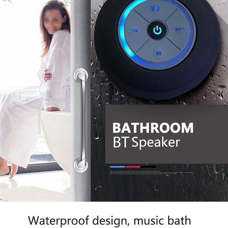 IPX4 Waterproof Portable Shower Speaker, Bluetooth Wireless Speaker with Suction Cup & Microphone, Hands-Free for Bathroom Audio Compact Smartphone Resistant Mini Bluetooth portable bluetooth