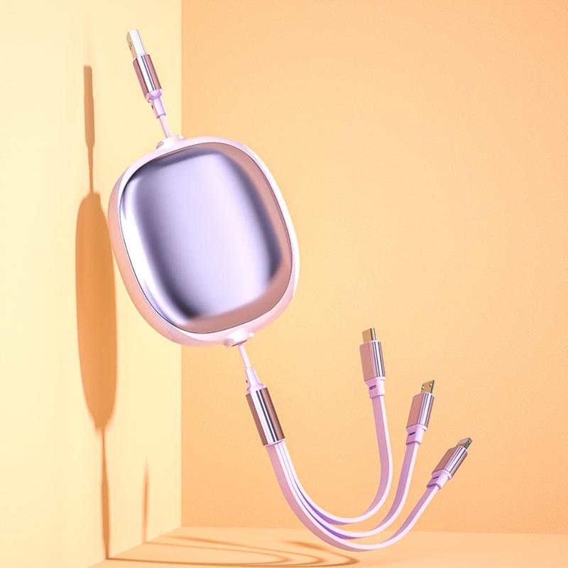 Multifunctional 3 In 1 Fast Charging Data Cable, 100W Fast Charging Data Transmission Cord Line, Retractable Data Cable for Home Office Car Use