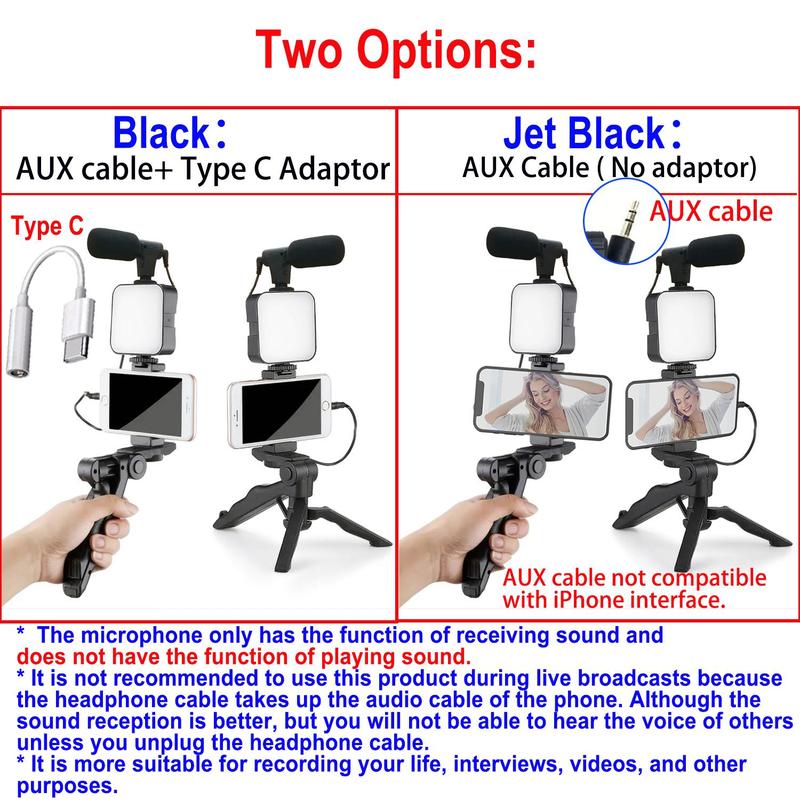 5-in-1 Cellphone Stand Stabilizer with LED Fill Light, Portable Smartphone Tripod for iPhone & Android, Folding Tripod Stand For Live Streaming, Selfie Accessories, Phone Tripod