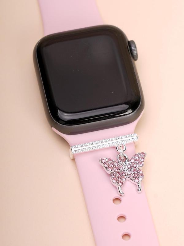 Rhinestone Decor Butterfly Design Watch Band Ring Loops, Watch Strap Accessories for Apple Watch, Watch Strap Charm Suitable for Galaxy Watch Series