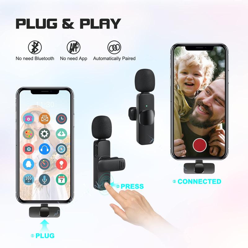 Wireless Collar Microphone, Portable Audio Noise Reduction Mic for iPhone, Tablet, Collar Mini Microphones, Wireless Microphones for Video Recording, Teaching Speech Mic, Streaming Equipment, christmas gift ideas Black Friday Deals tiktok shop store