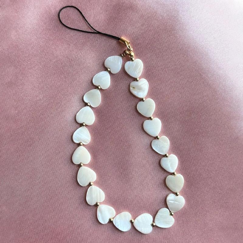 Heart Shaped Beaded Decor Phone Chain, Anti-lost Phone Lanyard, Fashion Phone Strap for Women & Girls, Mobile Phone Decoration Accessories