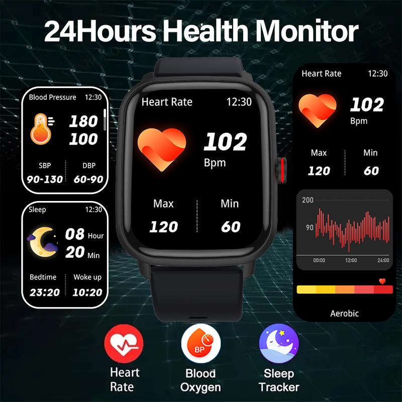 Multi-functional Men's and Women's Smartwatch for Android and iPhone Trendy Fitness Tracker 1.85 inch HD Touch Screen IP68 Waterproof Receive Dial Calls Heart Rate Blood Pressure Detector Calculator Alarm Clock Stopwatch Weather