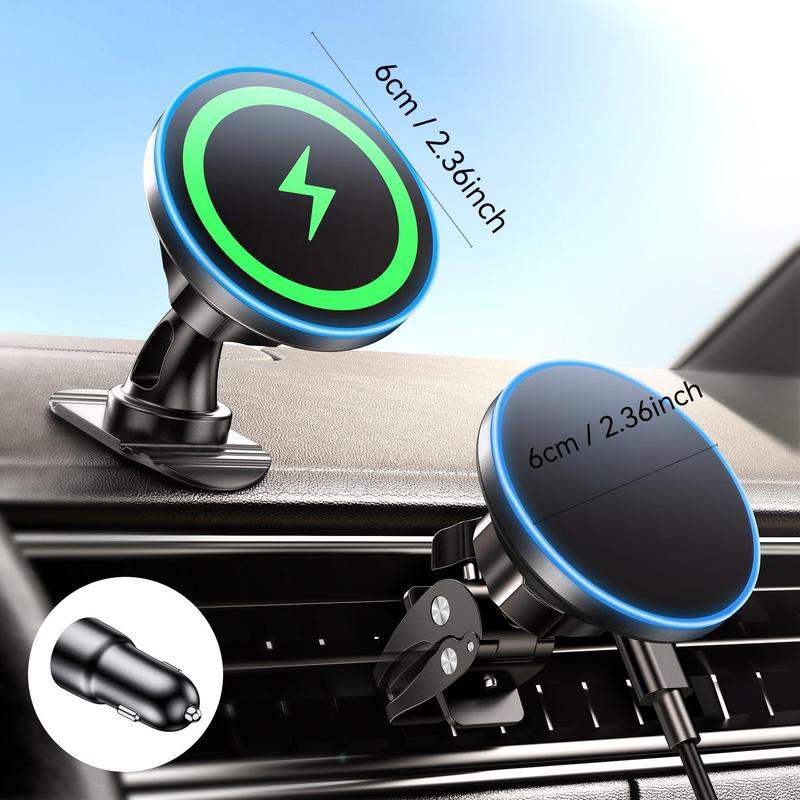 Magnetic Car Phone Holder, 15W Air Vent Magnetic Wireless Car Charger, Car Interior Accessories Compatible with iPhone 16 15 14 13 12