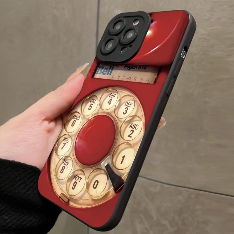 Vintage Telephone Design Phone Case, Creative Phone Protective Cover, Phone Accessory Compatible with iPhone 15 14 13 12 Pro Pro Max