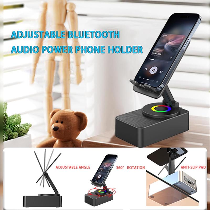 YOYOWAY Wireless Audio Bluetooth Speaker with Power Bank, 5 in 1 Phone Electronics Speaker Stand & Charger, Emergency Power Bank, Bluetooth 5.0 FM HD Bassup Answer Calls, Speakers for Kitchen Gym Outdoors Travel Party