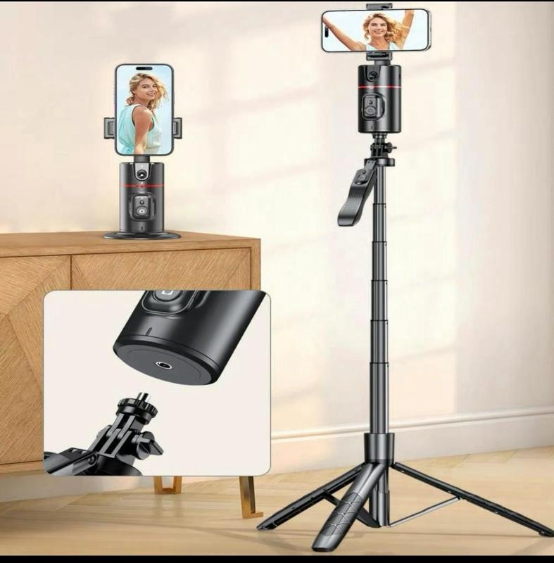 Everything Included- Gimbal Auto Face Tracking- Combo Pack- W  Separate Extendable Selfie Stick Tripod, Remote Control w 2 Piece LED Lights. 360° Rotatable Selfie Stand Camera Phone Tracking Holder, Phone Stabilizer Selfie Accessories Cellphone Smartphone