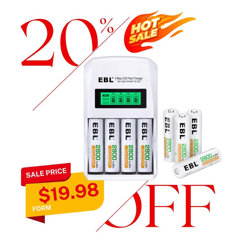 EBL Rechargeable AA AAA Batteries with 907 Individual Battery Charger