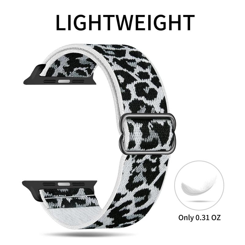 Trendy Leopard Print Smart Watch Band (Only Band), Adjustable Nylon Braided Replacement Smart Watches Band, Fashionable Wearable Accessories for Apple Watch iWatch Series
