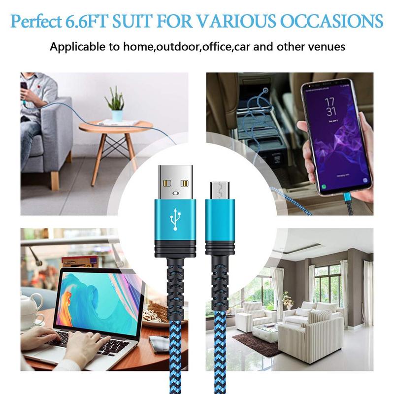 AILKIN Micro USB Cable 6ft Long, Best Replacement USB to Micro-USB Android Cord Fast Charging for Kindle Fire Tablets and Kindle E-Readers [Newest Kindle Paper White, HD, HDX, 7, 8, 10, etc.] Device Smartphone Wireless Cellphone Electronic Charger Mobile