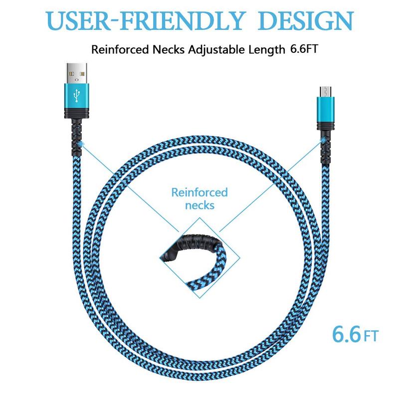AILKIN Micro USB Cable 6ft Long, Best Replacement USB to Micro-USB Android Cord Fast Charging for Kindle Fire Tablets and Kindle E-Readers [Newest Kindle Paper White, HD, HDX, 7, 8, 10, etc.] Device Smartphone Wireless Cellphone Electronic Charger Mobile