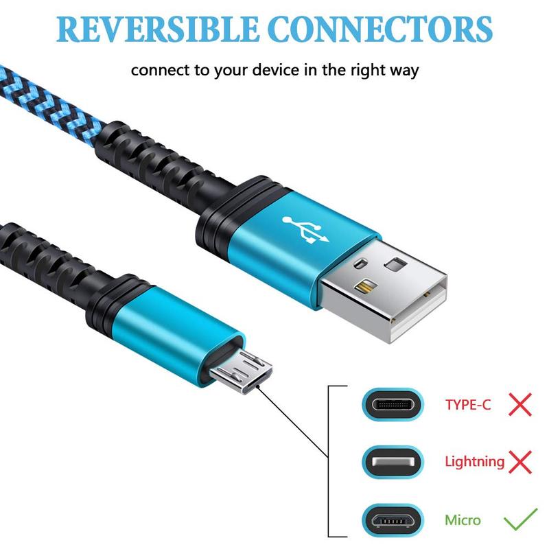 AILKIN Micro USB Cable 6ft Long, Best Replacement USB to Micro-USB Android Cord Fast Charging for Kindle Fire Tablets and Kindle E-Readers [Newest Kindle Paper White, HD, HDX, 7, 8, 10, etc.] Device Smartphone Wireless Cellphone Electronic Charger Mobile