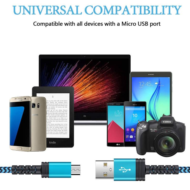 AILKIN Micro USB Cable 6ft Long, Best Replacement USB to Micro-USB Android Cord Fast Charging for Kindle Fire Tablets and Kindle E-Readers [Newest Kindle Paper White, HD, HDX, 7, 8, 10, etc.] Device Smartphone Wireless Cellphone Electronic Charger Mobile