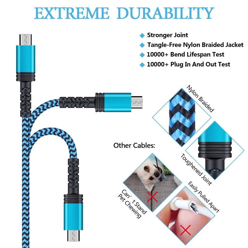 AILKIN Micro USB Cable 6ft Long, Best Replacement USB to Micro-USB Android Cord Fast Charging for Kindle Fire Tablets and Kindle E-Readers [Newest Kindle Paper White, HD, HDX, 7, 8, 10, etc.] Device Smartphone Wireless Cellphone Electronic Charger Mobile