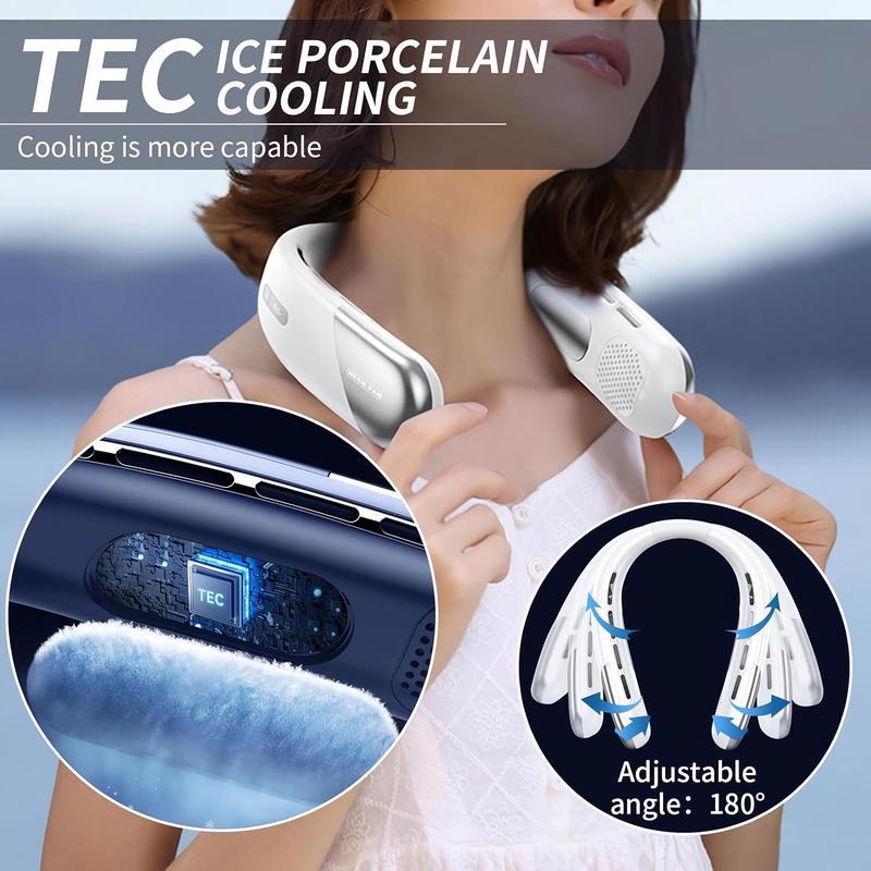 Portable Fan, USB Rechargeable Fan Portable Hanging Neck Fan, 5-speed Adjustable Fans, Silent Personal Cooling Fan, Digital Display Wearable Fan with Battery, Cooling Neck Fan for Summer Outdoor Travel