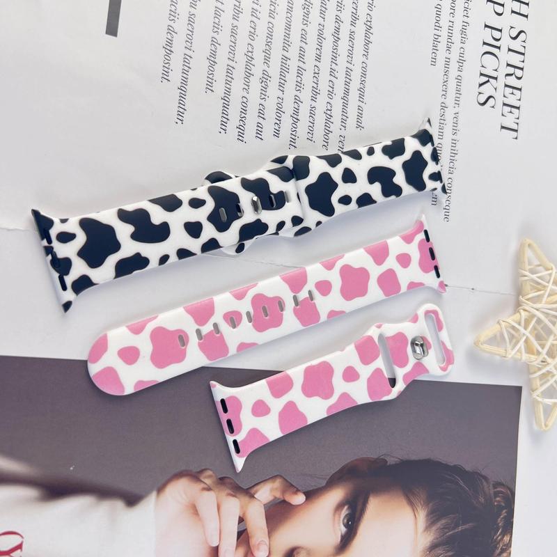 Cow Print Silicone Smart Watch Band, Fashionable Watch Band for Women & Men, Wearable Accessories Compatible with iWatch Series