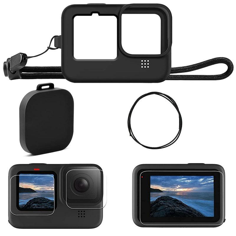 Silicone Sleeve Protective Case for GoPro Hero 12 11 10 9, 1 Set Camera Case & Screen Protector & Lanyard for GoPro Hero 11 Hero 10, Camera Accessories Kit