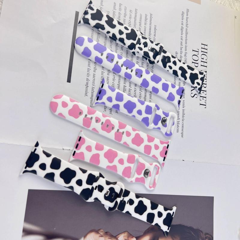 Cow Print Silicone Smart Watch Band, Fashionable Watch Band for Women & Men, Wearable Accessories Compatible with iWatch Series