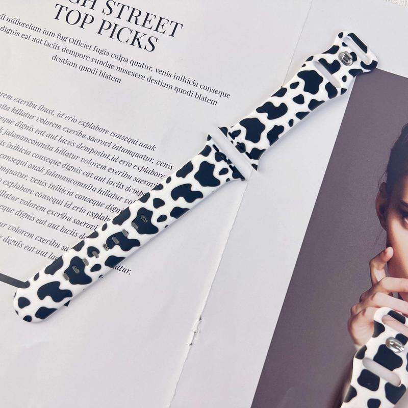 Cow Print Silicone Smart Watch Band, Fashionable Watch Band for Women & Men, Wearable Accessories Compatible with iWatch Series