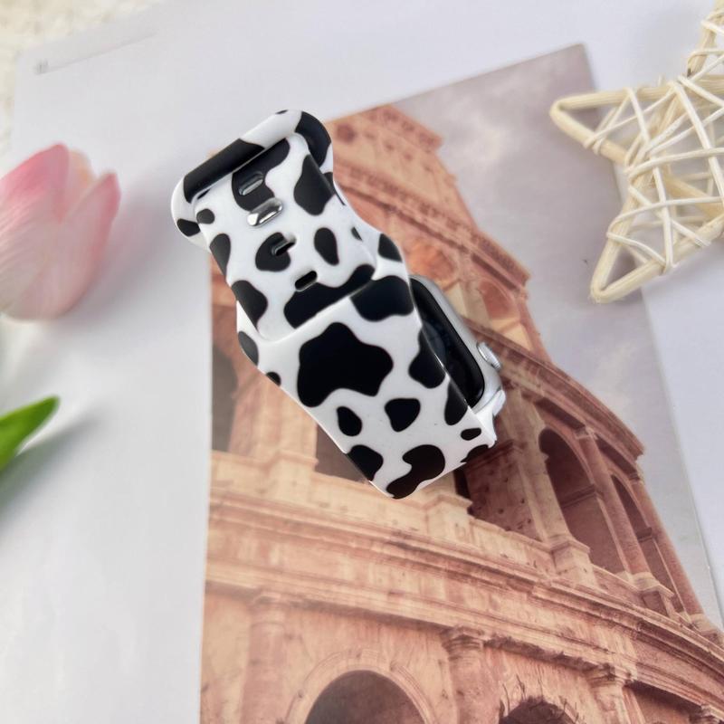 Cow Print Silicone Smart Watch Band, Fashionable Watch Band for Women & Men, Wearable Accessories Compatible with iWatch Series