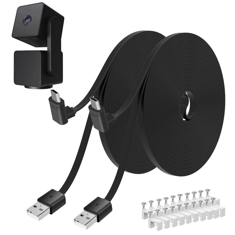 2 Pack 40FT Power Extension Cable for WYZE Cam Pan V3 - Extra Long & Flat Cable
