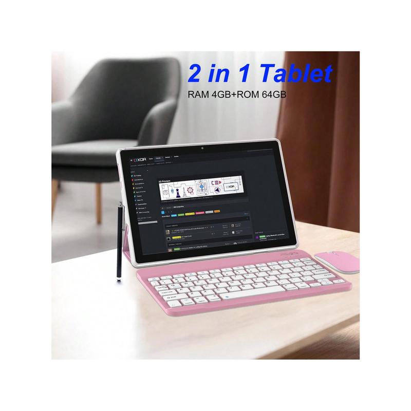 10.1 Inch Android 13 Tablet, 2024 Newest 2 In 1 Tablets With Keyboard Case Mouse Stylus, 10GB RAM+64GB ROM  512GB Expandable Tablet, 1.8GHz Quad-Core Processor, 1280*800 IPS HD Touch Screen, 8MP Dual Camera, Games, Wi-Fi, BT Tableta PC