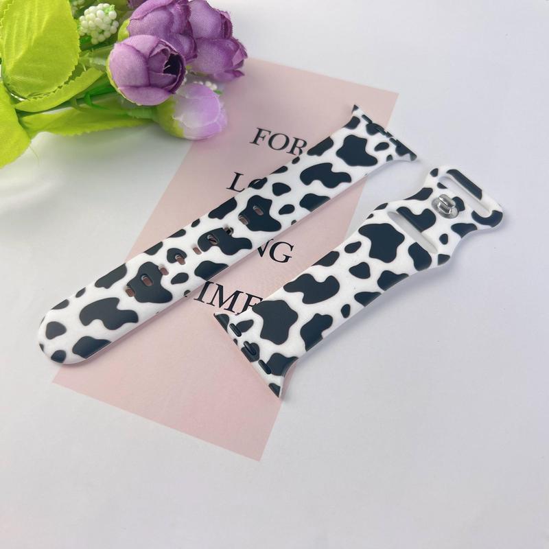 Cow Print Silicone Smart Watch Band, Fashionable Watch Band for Women & Men, Wearable Accessories Compatible with iWatch Series