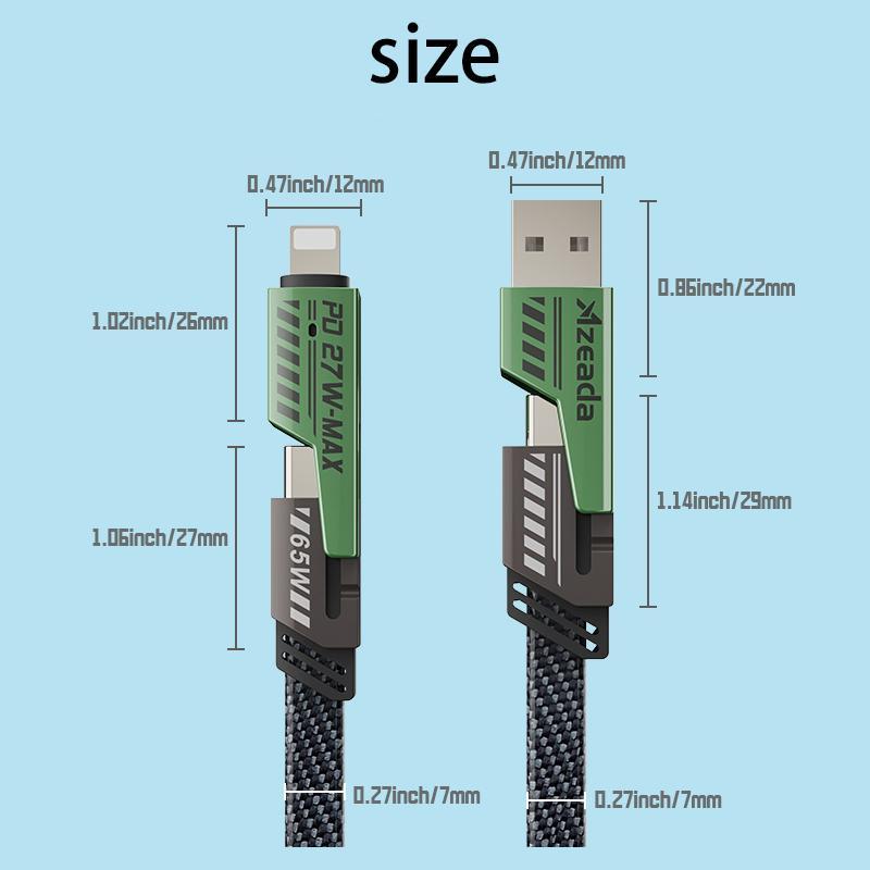 4 in 1 PD 65W Fast Charging Data Cable, Multifunctional Charging Cable Compatible with iPhone & Android, Universal Mobile Phone Accessories