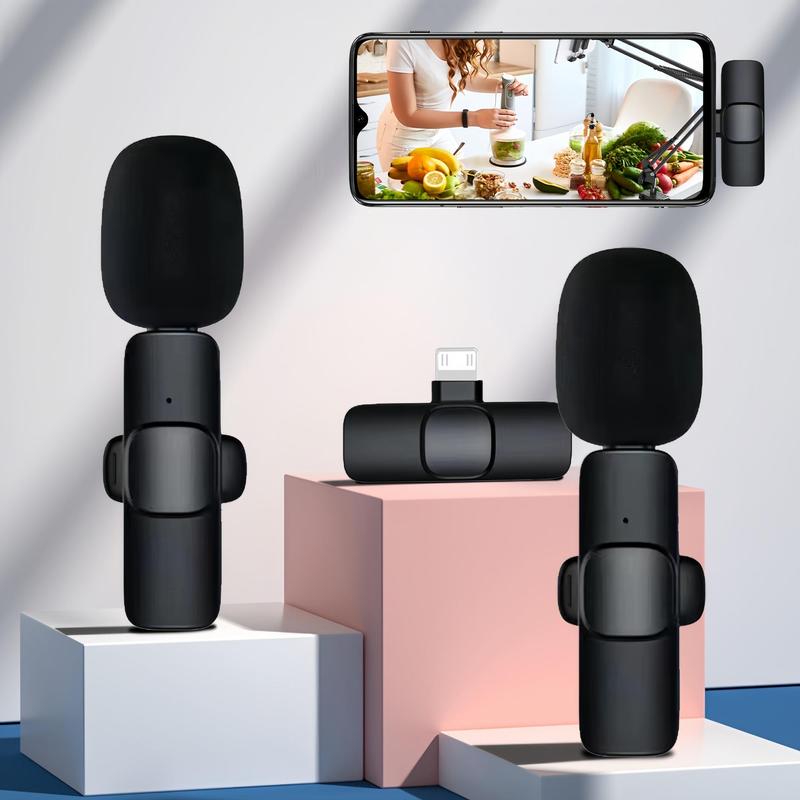 Wireless Collar Microphone, Portable Audio Noise Reduction Mic for iPhone, Tablet, Collar Mini Microphones, Wireless Mic for Video Recording, Teaching Speech Mic, Streaming Equipment