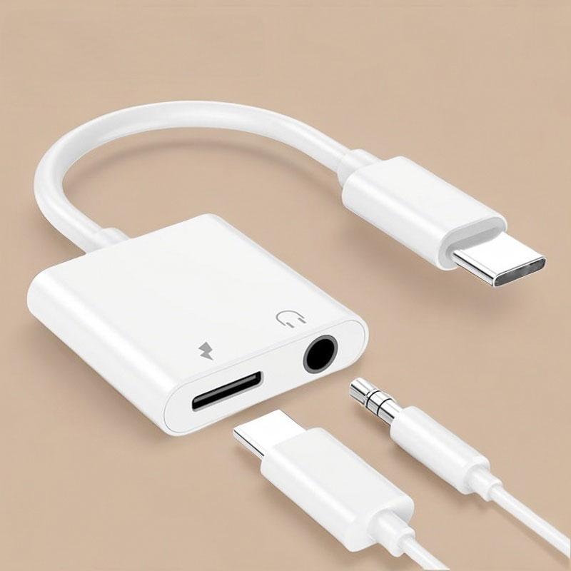 2 in 1 USB C to Aux Audio Splitter, USB C to 3.5mm Jack Audio Headphones & Charger Adapter, Support 10W Charging, Microphone Talk, Line-control