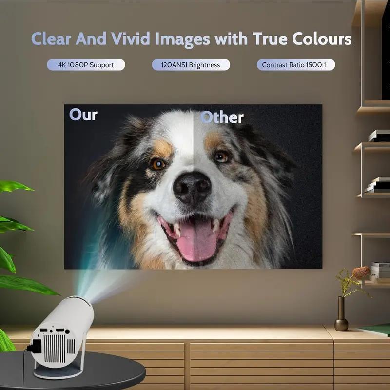 Projector TV, portable HD smart projector, 720P&WiFi connection, with remote control, for home theater and bedroom, Christmas gift