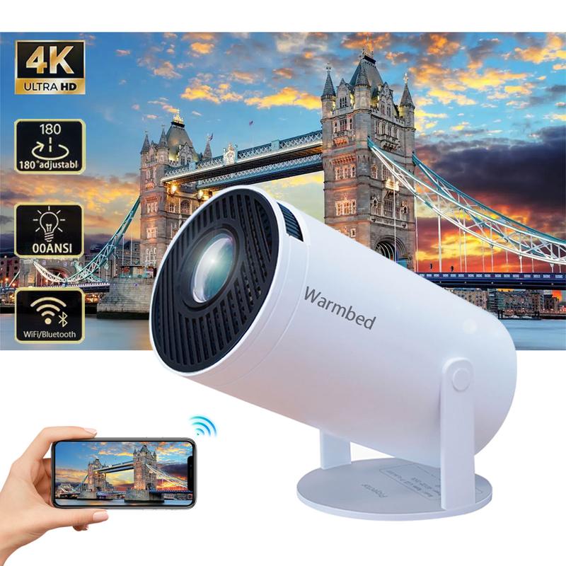 Projector TV, portable HD smart projector, 720P&WiFi connection, with remote control, for home theater and bedroom, Christmas gift