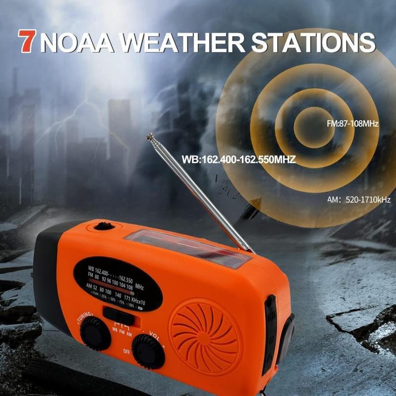 18500mWh Weather Emergency Radio, Portable Solar AM FM NOAA Hand Crank Radio, Cell Phone Charger with SOS, 1W LED Flashlight, Headphone Jack, Power Bank for Emergency Preparedness (5000mAh Orange)