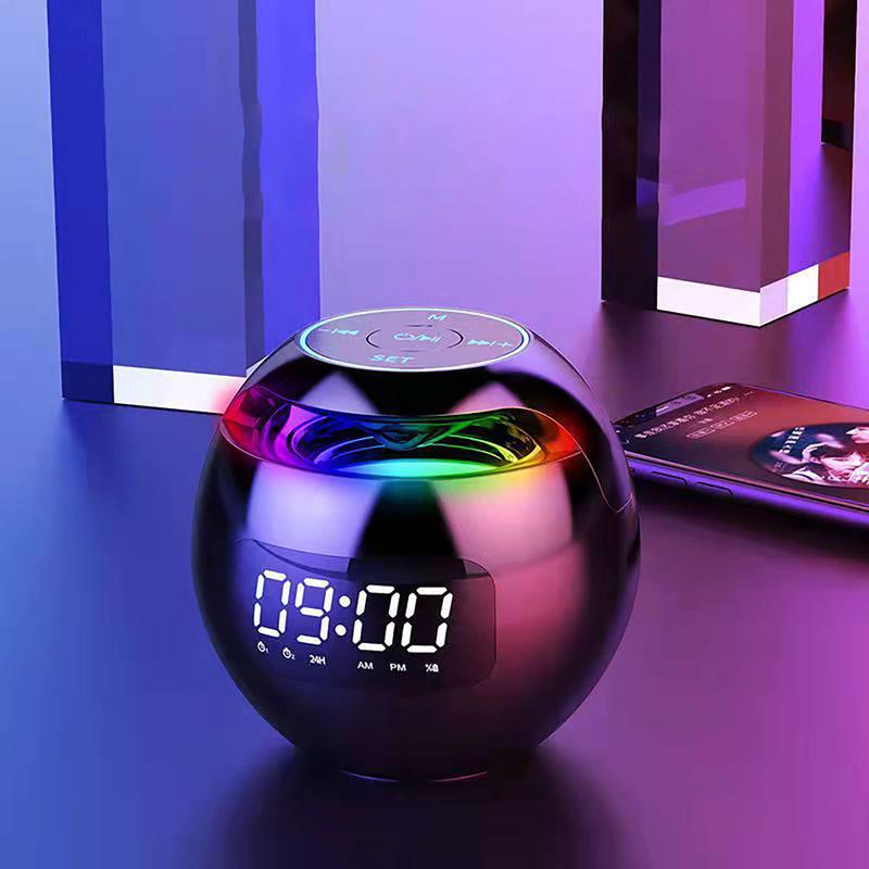 Bluetooth Speakers Colorful Portable Speakers Bluetooth Wireless With Led Display Fm Radio Alarm Clock Hifi Sound Quality Mp3 Play Long Standby Wireless Speaker Outdoor Speaker Cool Gadgets (Black)