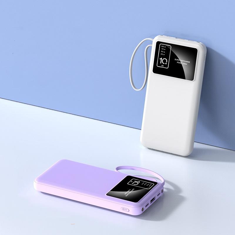 10000mAh Portable Charger Power Bank, Mini Charger with Built-in 4 Cables, USB Charger, Mobile Power Bank for iPhone 16 15 14 13 Samsung Android Phones