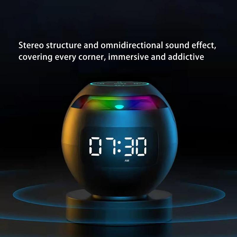 Bluetooth Speakers Colorful Portable Speakers Bluetooth Wireless With Led Display Fm Radio Alarm Clock Hifi Sound Quality Mp3 Play Long Standby Wireless Speaker Outdoor Speaker Cool Gadgets (Black)