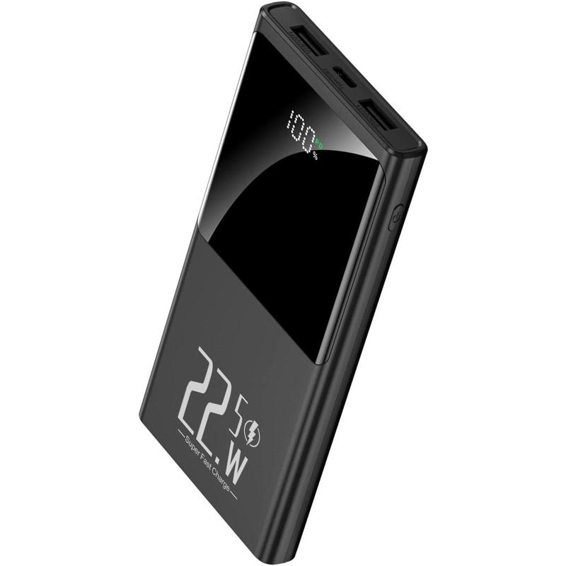 Portable Charger 10000mAh, Power Bank 22.5W Fast Charge, Slim Battery Backup with USB C in Out, LCD Display External Battery Pack Compatible with iPhone 16 15 14 13 12, Samsung, Google, Android etc