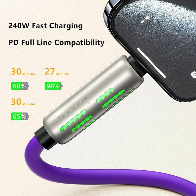 Christmas gift  4-in-1 Multi USB Charging Cable with USB A,Type C, Lightning -MAX 240W Fast Charging & Data Sync for iPhone 16 15, iPad Pro, Samsung & Laptops Smartphone Cellphone Charger Electronic