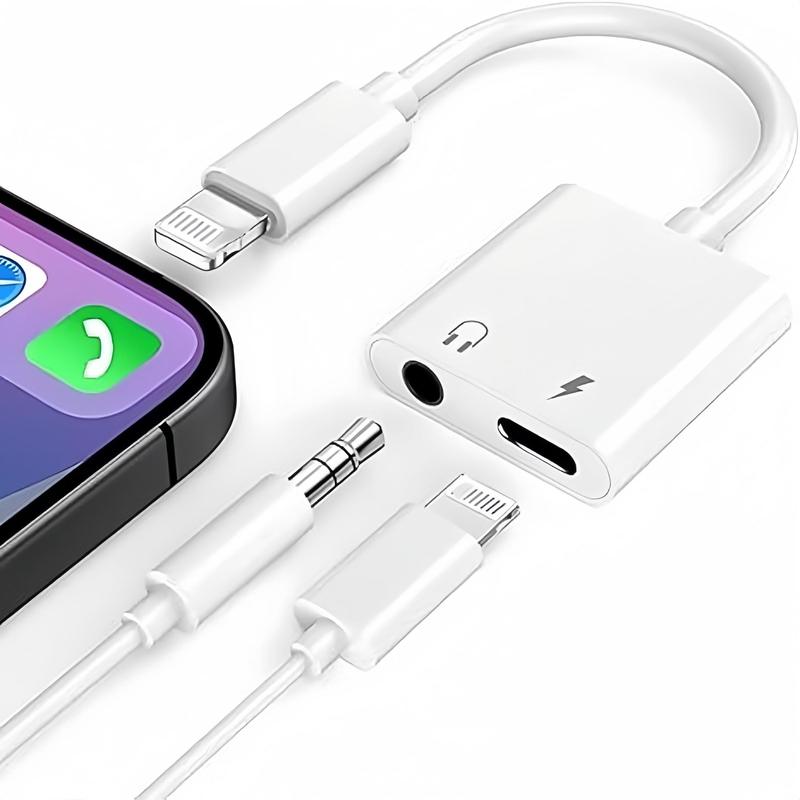 2-in-1 3.5mm Headphone Jack Adapter for Lightning, Portable Charger & Aux Audio Splitter Adapter Compatible with iPhone 14 13 12 11 XS XR 8