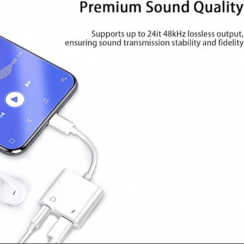 2-in-1 3.5mm Headphone Jack Adapter for Lightning, Portable Charger & Aux Audio Splitter Adapter Compatible with iPhone 14 13 12 11 XS XR 8