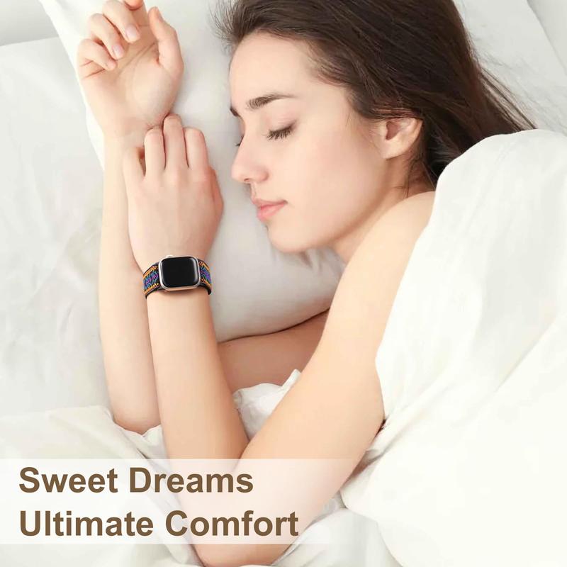 Solid Color Nylon Watchband for Apple Smart Watch, 5 Counts Set Adjustable Buckle Smartwatch Protective Band, Smartwatches Accessories, Nylon Strap Wristband for iWatch 38 40 41 42 44 45 49mm Smart Watches