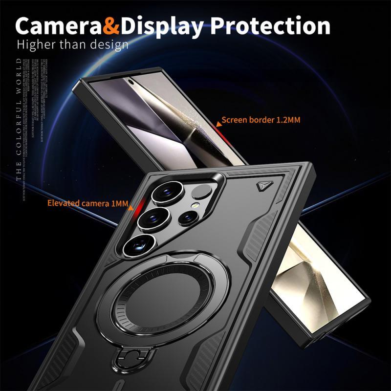 Heavy Duty Phone Case with Magnetic 360° Rotating Ring Stand, 1 Count Anti-drop Phone Protective Cover, Phone Accessories for Samsung S24 Ultra S24 Plus S23 Ultra A14 A15 A55