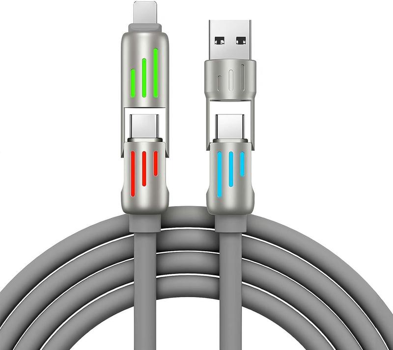 Christmas gift  4-in-1 Multi USB Charging Cable with USB A,Type C, Lightning -MAX 240W Fast Charging & Data Sync for iPhone 16 15, iPad Pro, Samsung & Laptops Smartphone Cellphone Charger Electronic