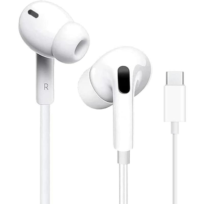 USB C Headphones Type C Wired Earbuds,Ear Headphones Noise Isolating Earbuds with Microphone and Volume Control for Galaxy S23 Ultra S22 S21 FES20,iPad Pro and Most USB C Devices, White